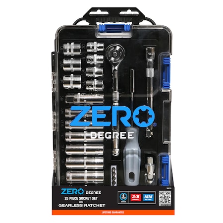 Allied International 25 pc. 3/8in Drive Metric Tool Set with Zero Degree Ratchet 38131